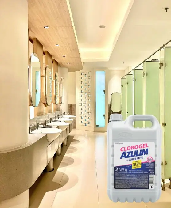 Cloro Gel Azulim o melhor desinfetante para áreas comuns, halls e banheiros coletivos